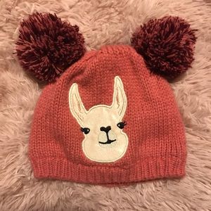 Sparkle llama pink pompom snow beanie